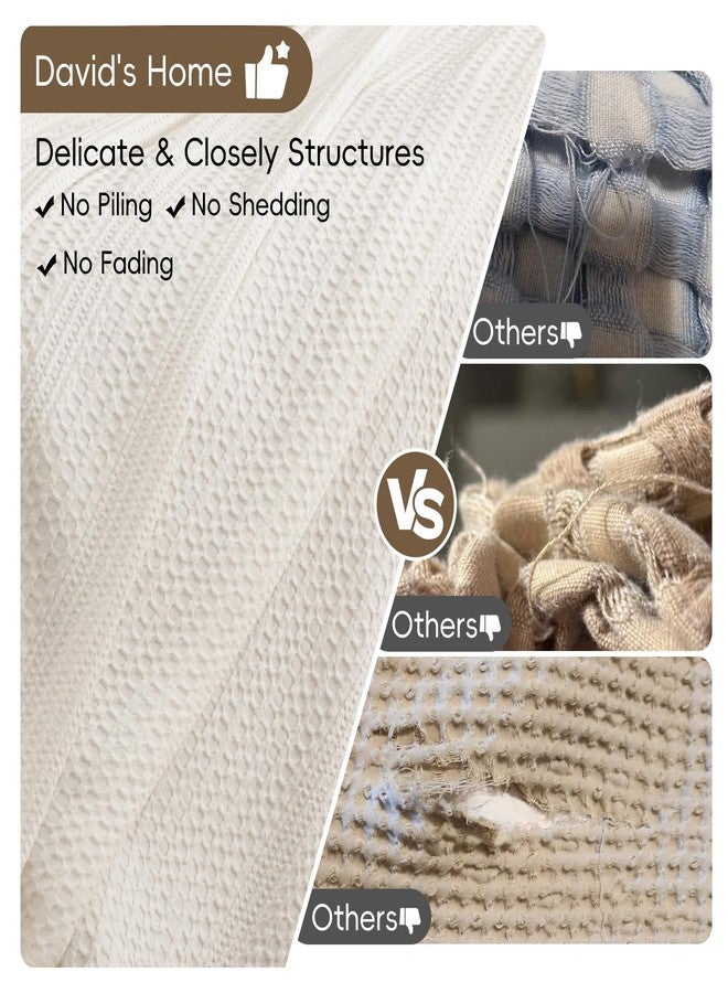David's Home Cozy Waffle Weave Throw Blanket, Ultra Soft Breathable Lightweight Skin-Friendly Throw for All Seasons, Elegant Room Decor for Couch Bed Sofa Car Travel, White - Image 3